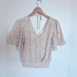 Nine Britton Smocked Waist Crop Blousr